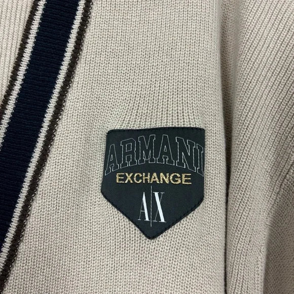 A/X Armani Exchange Men’s Cotton Collegiate V-Neck Ribbed Cardigan Large NWT - Picture 4 of 13